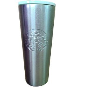 Starbucks Aqua Blue Green Purple Ombre Glitter Stainless Steel Tumbler Cup 24 oz